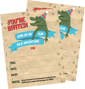 a birthday invitation with an alligator on it