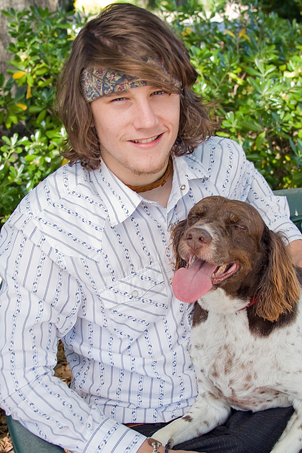 Ethan Parmer and a dog