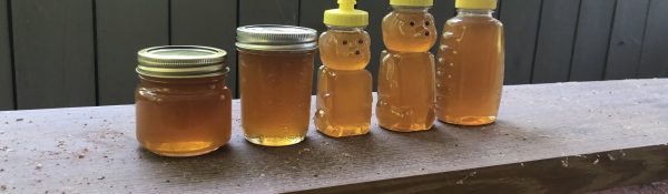 five containers of honey