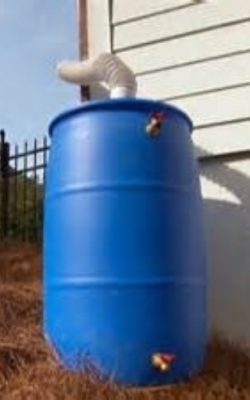 a blue barrel