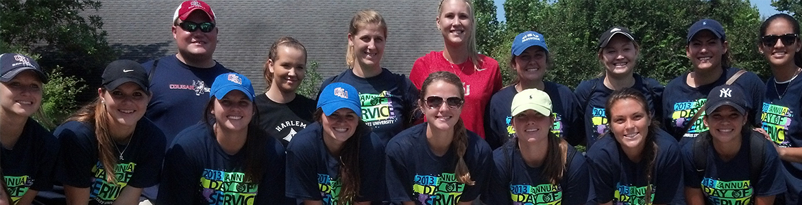 a group of volunteers standing together