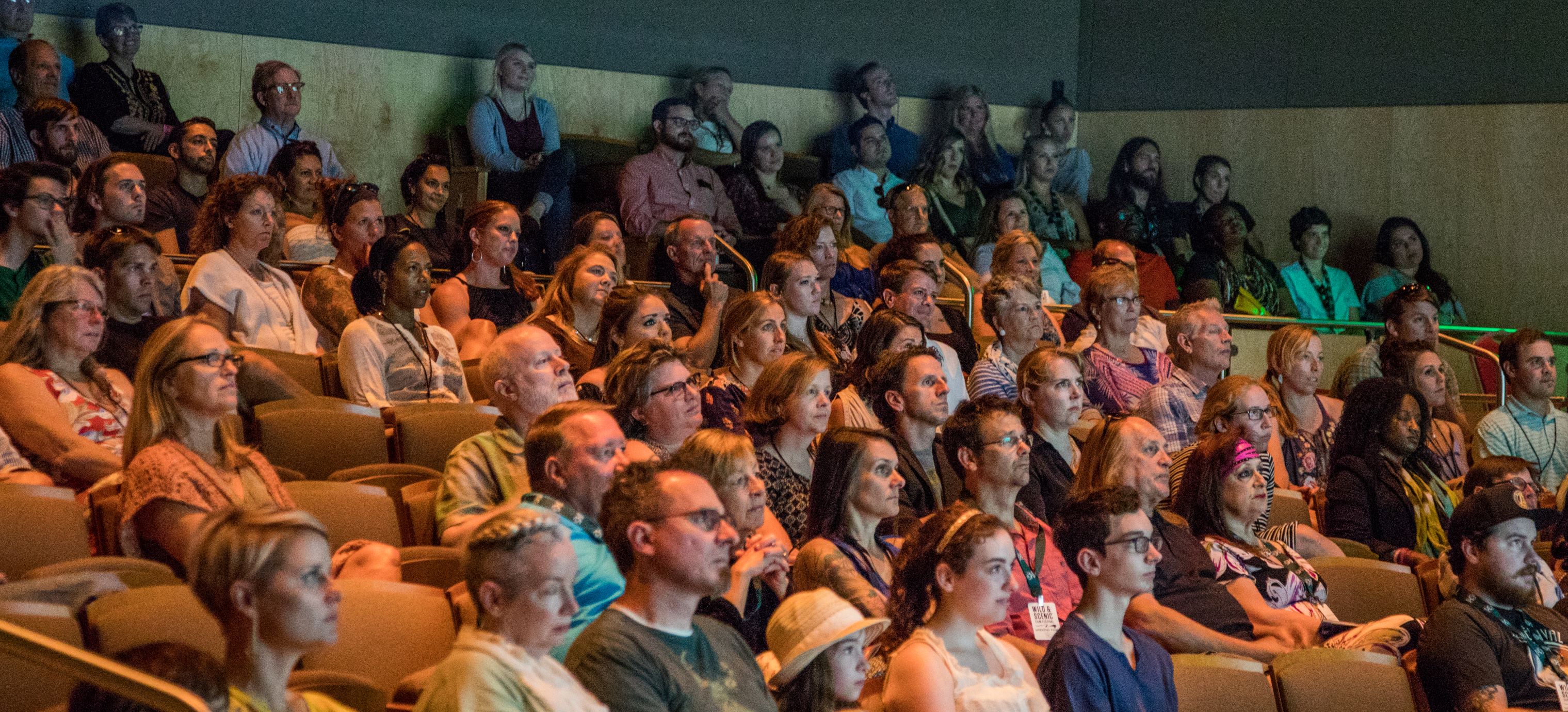 People watching a film