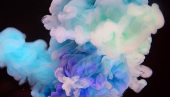 a cloud of colorful smoke