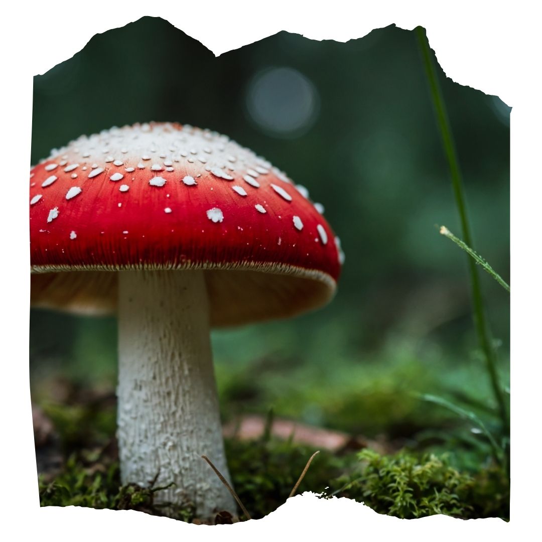 Red and white dotted mushroom